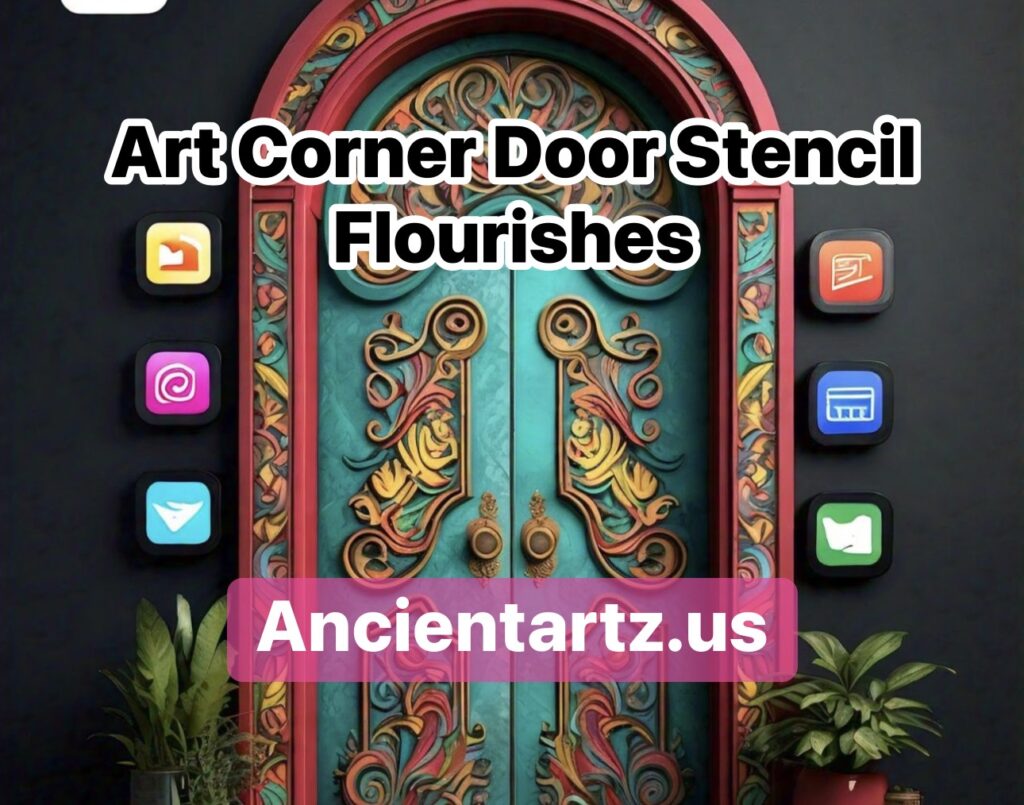 art corner door stencil flourishes